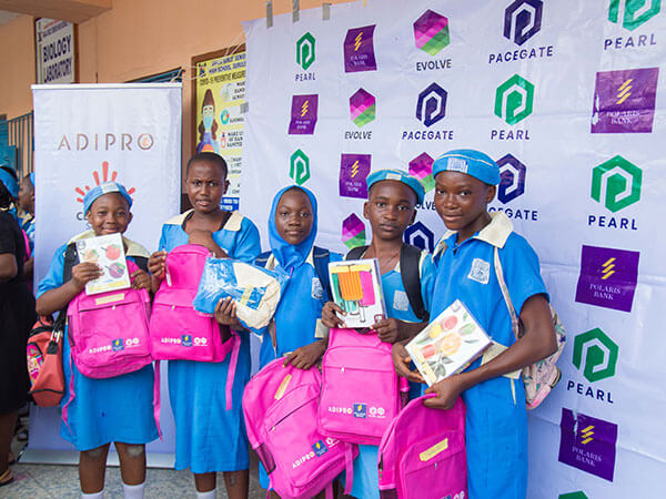 Distribution of school supplies at Gbaja junior secondary school