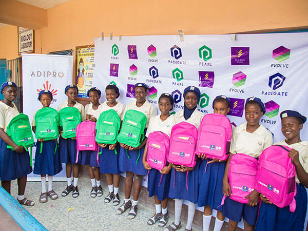 Distribution of school supplies at Gbaja senior secondary school